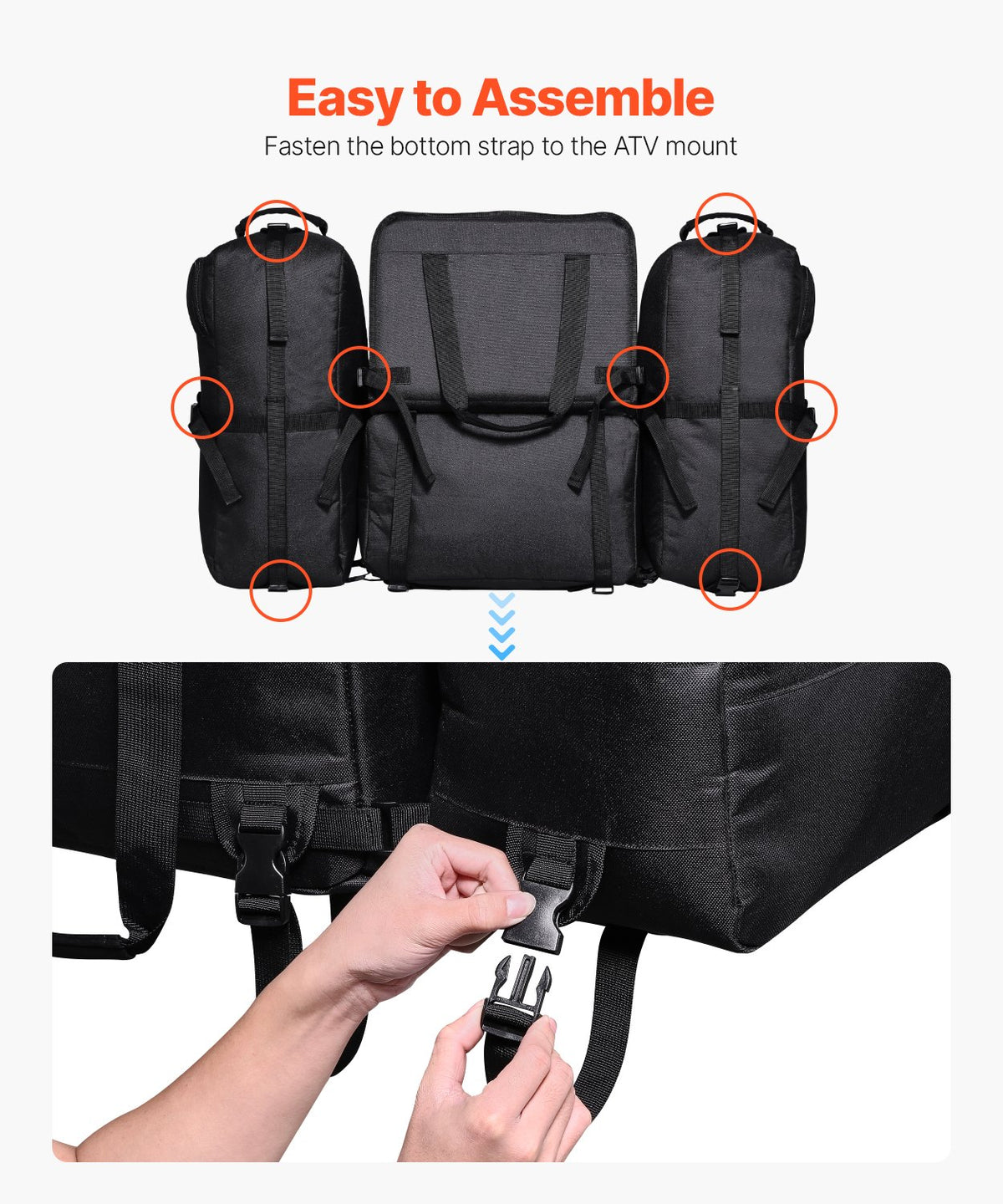 VEVOR 74 L ATV Rear Bag with 600D Oxford Fabric and Foam Padding