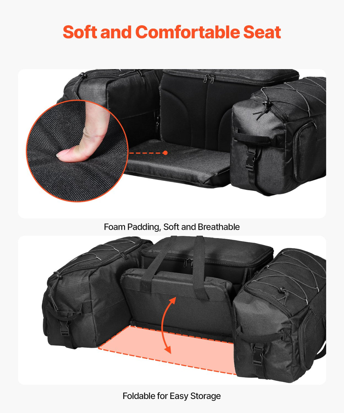 VEVOR 74 L ATV Rear Bag with 600D Oxford Fabric and Foam Padding
