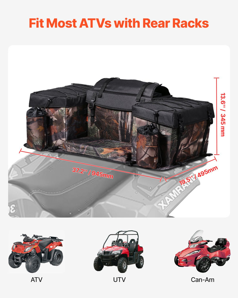 VEVOR 68 L ATV aizmugures soma no 600D oksforda auduma ar sūkļa polsterējumu