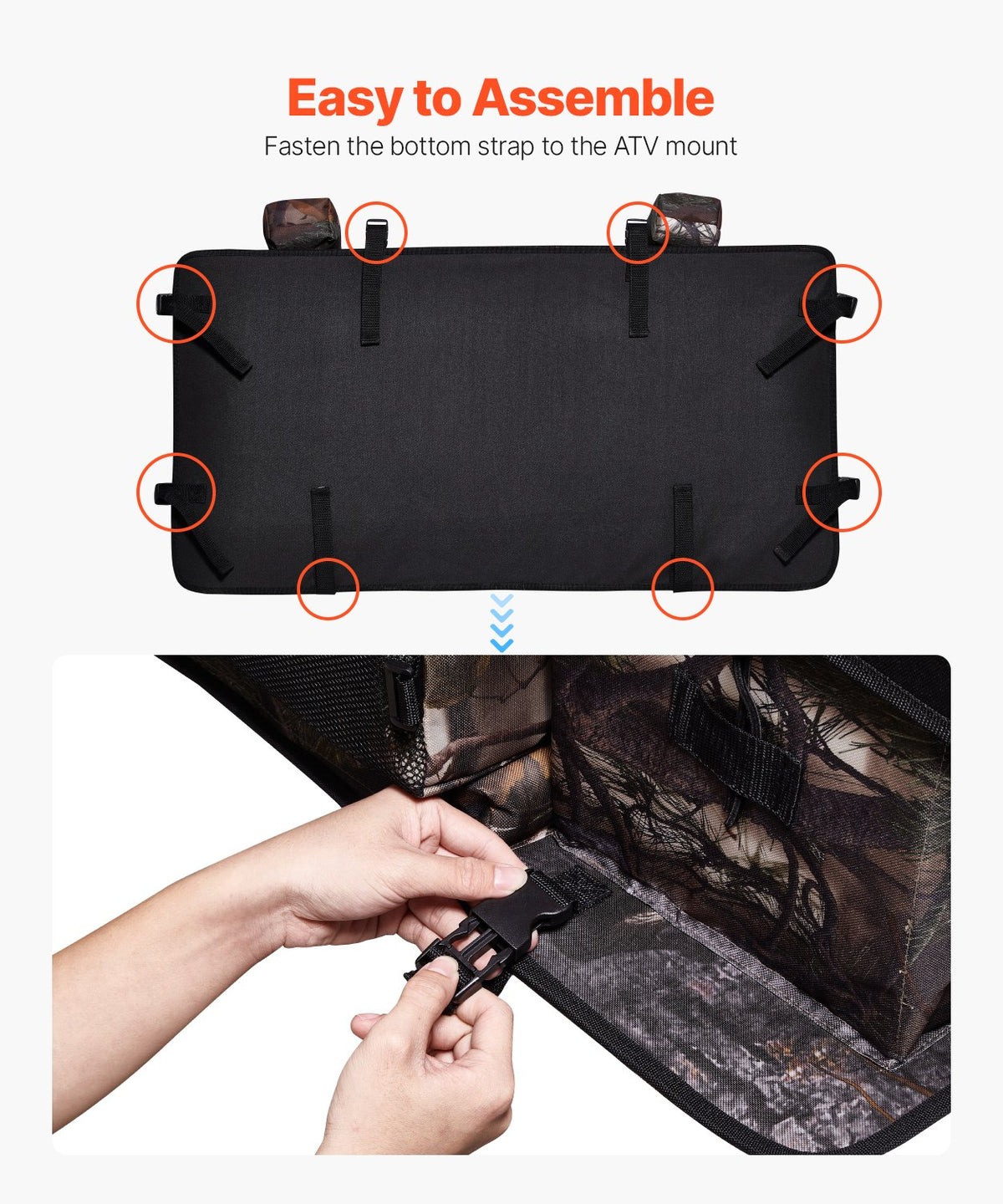 VEVOR 68 L ATV Rear Bag 600D Oxford Fabric with Foam Padding