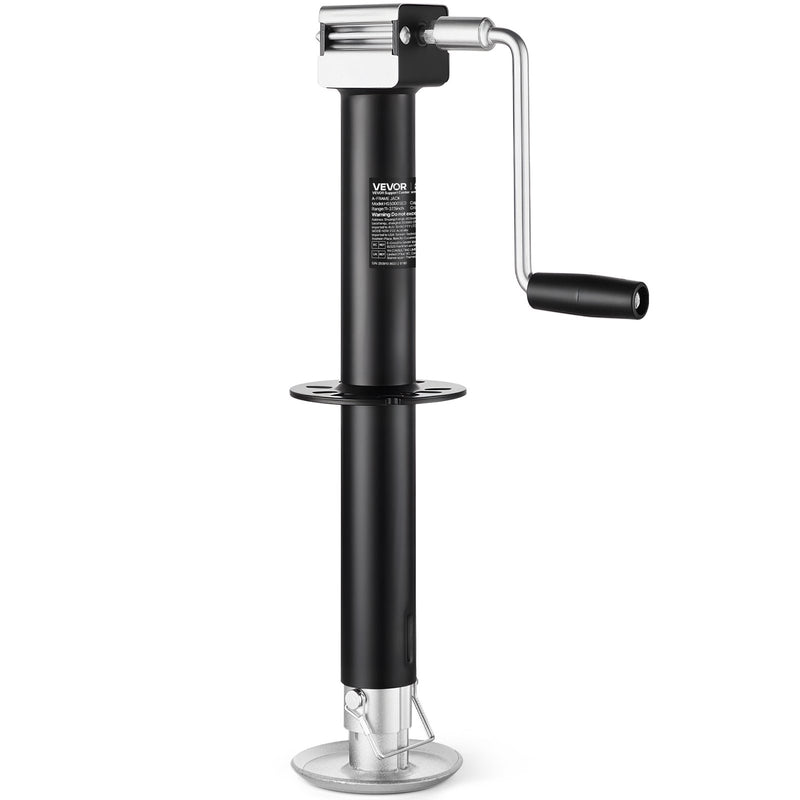 VEVOR A veida piekabes domkrats 2267 kg ar 381 mm vertikālo gaitu, piekabes pacelšanas domkrats ar regulējamu 7 līmeņu nolaižamo balstu un urbjmašīnas adapteri, saderīgs ar bezvadu urbjmašīnām, piemērots kemperu, saimniecības un jahtu piekabēm