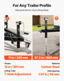 VEVOR A veida piekabes domkrats 2267 kg ar 381 mm vertikālo gaitu, piekabes pacelšanas domkrats ar regulējamu 7 līmeņu nolaižamo balstu un urbjmašīnas adapteri, saderīgs ar bezvadu urbjmašīnām, piemērots kemperu, saimniecības un jahtu piekabēm