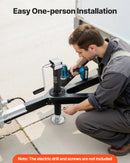 VEVOR A veida piekabes domkrats 2267 kg ar 381 mm vertikālo gaitu, piekabes pacelšanas domkrats ar regulējamu 7 līmeņu nolaižamo balstu un urbjmašīnas adapteri, saderīgs ar bezvadu urbjmašīnām, piemērots kemperu, saimniecības un jahtu piekabēm