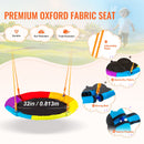 VEVOR šūpoļu komplekts pagalmam ar 1 apaļo šūpoli un 2 lentveida sēdekļiem, A-rāmja metāla konstrukcija