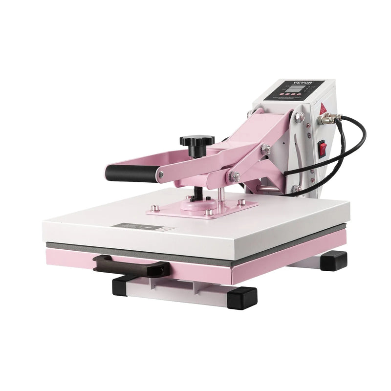 VEVOR termoprese 380 x 380 mm ar izvelkamu platformu T - kreklu termopārnesei, rozā krāsā - ZEMLETES.LV