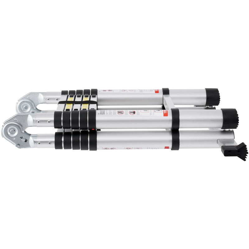 Teleskopiskās izbīdāmās kāpnes, 3,8 m, A-veida ar stabilizējošo stieni, piemērotas kemperiem, 170 kg slodze