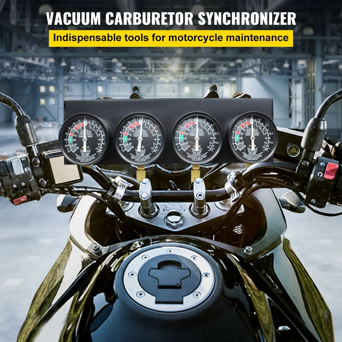 VEVOR Fuel Vacuum Carburettor Synchronisation Gauge Kit with Manometers and Rubber Hoses