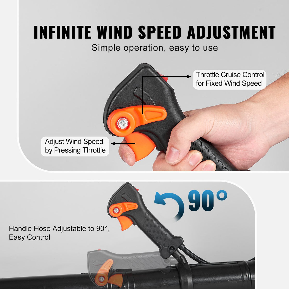 VEVOR Backpack Petrol Leaf Blower 52 cm³, 2-Stroke, 815 m³/h, 282 km/h