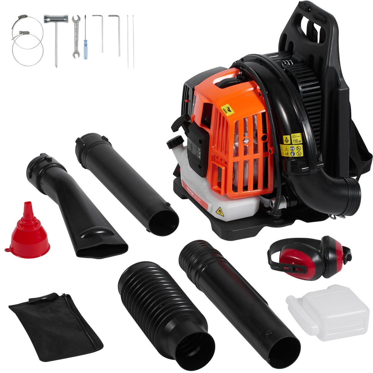 VEVOR Backpack Petrol Leaf Blower 52 cm³, 2-Stroke, 815 m³/h, 282 km/h