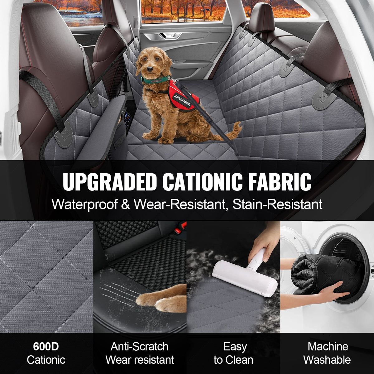 VEVOR Waterproof Dog Car Seat Cover, 600D, 137 × 61 cm