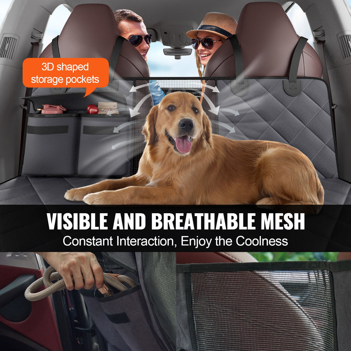 VEVOR Waterproof Dog Car Seat Cover, 600D, 137 × 61 cm