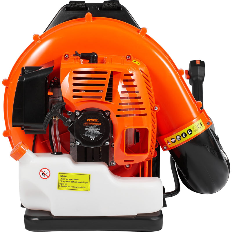 VEVOR mugursomas lapu pūtējs, 79 cm³ 2-taktu benzīna dzinējs, gaisa plūsma 26,3 m³/min, gaisa ātrums 296 km/h