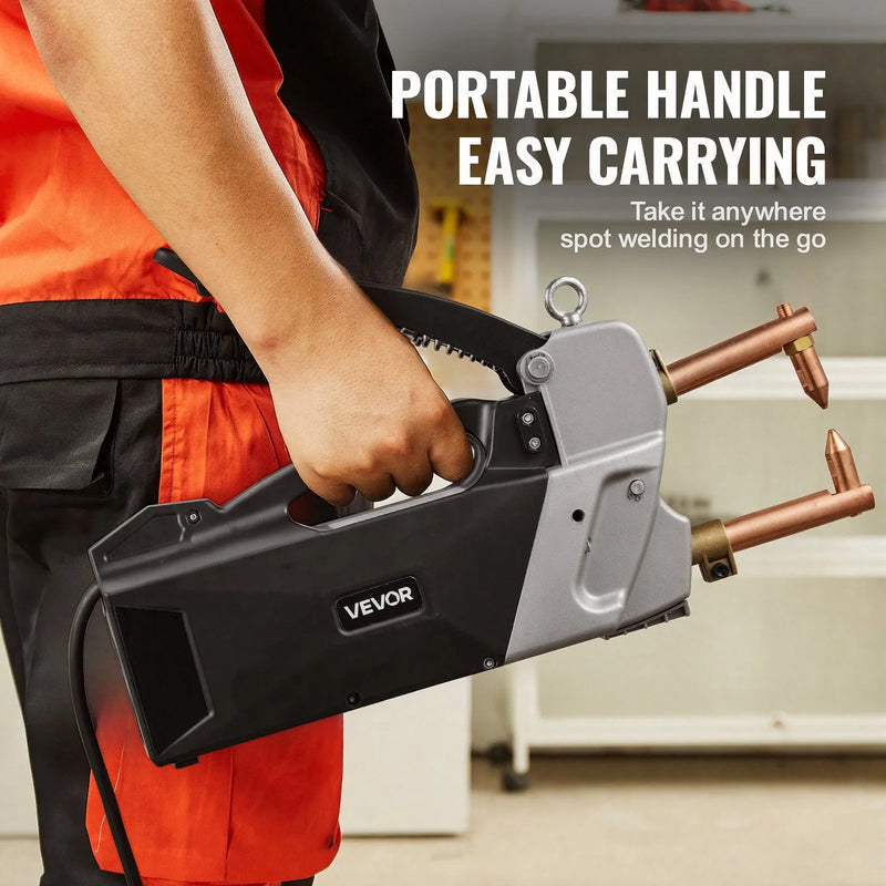 VEVOR pārnēsājams punktmetinātājs, 4 mm biezuma metināšanas mašīna ar 8,1 kVA ieejas jaudu, 4200 A elektriska metāla loksnes metināšanas iekārta ar rokas metināšanas padomiem.