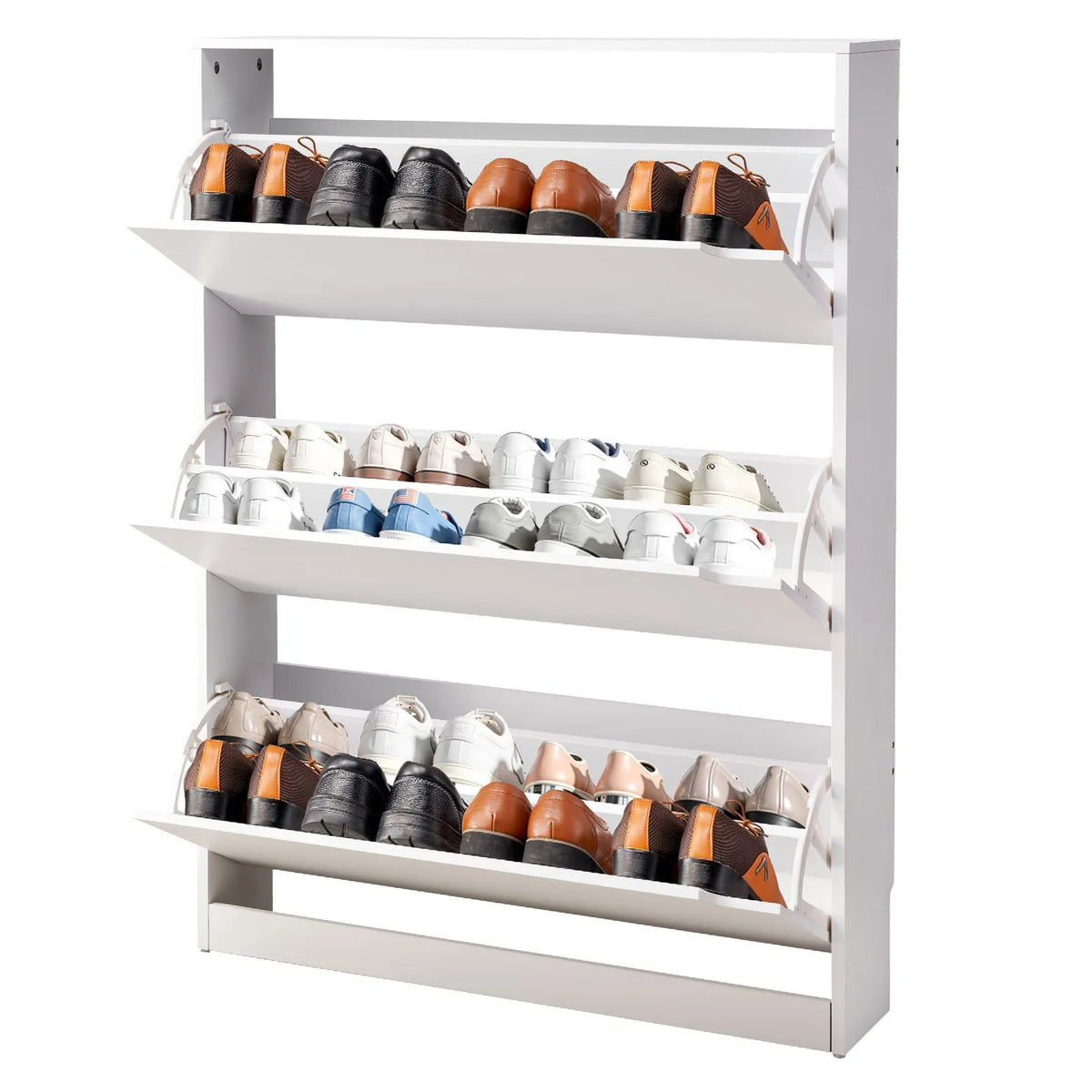VEVOR Shoe Cabinet with 3 Drawers, Modern Freestanding Shoe Storage Cabinet with Anti-Tip Bracket, Suitable for Entryway, Hallway, Bedroom, Living Room and Wardrobe, White