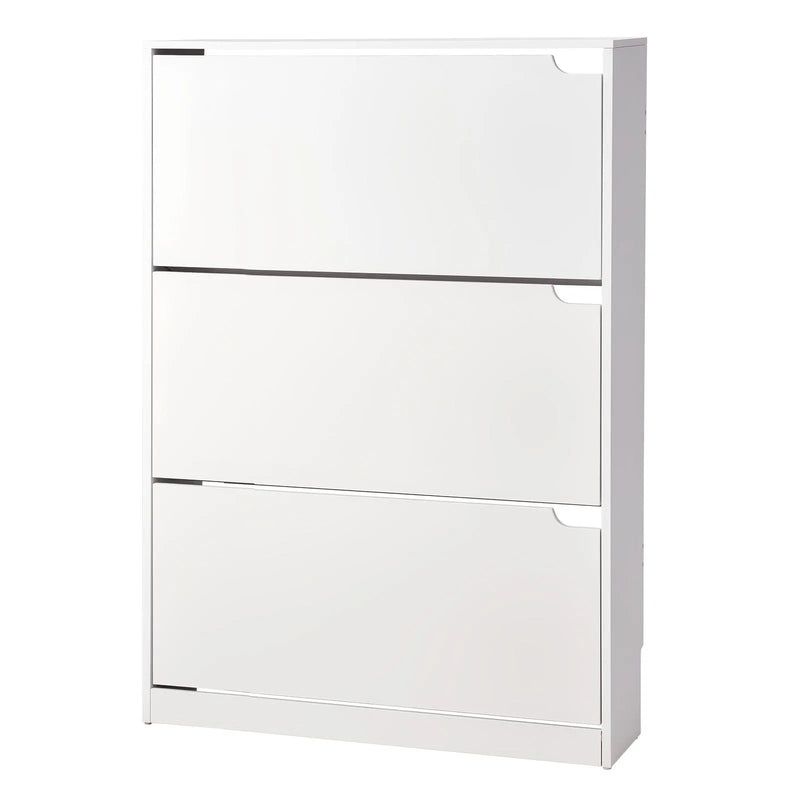 VEVOR apavu skapis ar 3 atveramām atvilktnēm, moderns brīvi stāvošs apavu uzglabāšanas skapis ar pretapgāšanās stiprinājumu, piemērots priekšnamam, gaitenim, guļamistabai, viesistabai un garderobei, balts