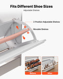VEVOR apavu skapis ar 3 atveramām atvilktnēm, moderns brīvi stāvošs apavu uzglabāšanas skapis ar pretapgāšanās stiprinājumu, piemērots priekšnamam, gaitenim, guļamistabai, viesistabai un garderobei, balts