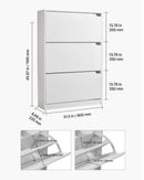 VEVOR apavu skapis ar 3 atveramām atvilktnēm, moderns brīvi stāvošs apavu uzglabāšanas skapis ar pretapgāšanās stiprinājumu, piemērots priekšnamam, gaitenim, guļamistabai, viesistabai un garderobei, balts