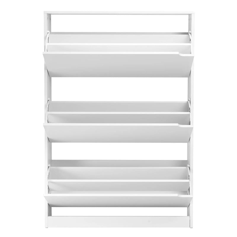 VEVOR apavu skapis ar 3 atveramām atvilktnēm, moderns brīvi stāvošs apavu uzglabāšanas skapis ar pretapgāšanās stiprinājumu, piemērots priekšnamam, gaitenim, guļamistabai, viesistabai un garderobei, balts