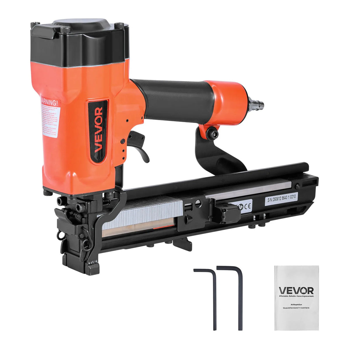 VEVOR Pneumatic Staple Gun 16G Wide Staples 26.4 mm, 16–38 mm, 4.8–8.3 bar, for Roofing and Cladding