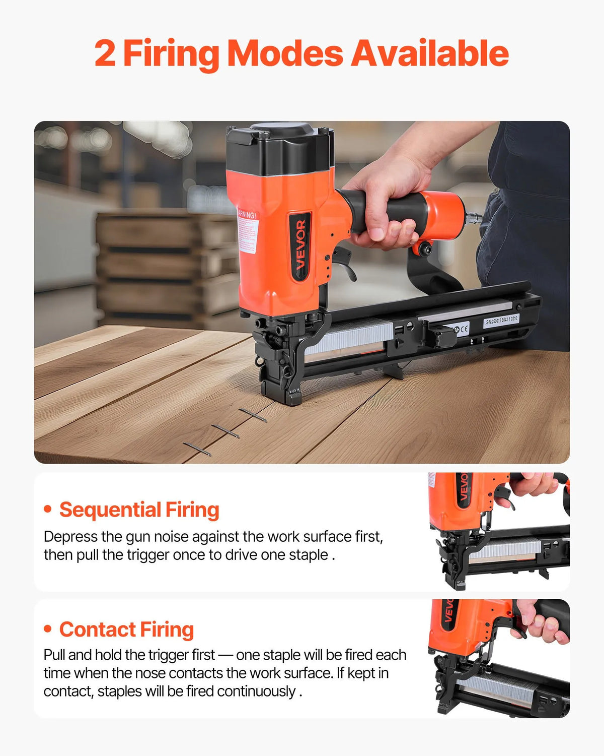 VEVOR Pneumatic Staple Gun 16G Wide Staples 26.4 mm, 16–38 mm, 4.8–8.3 bar, for Roofing and Cladding