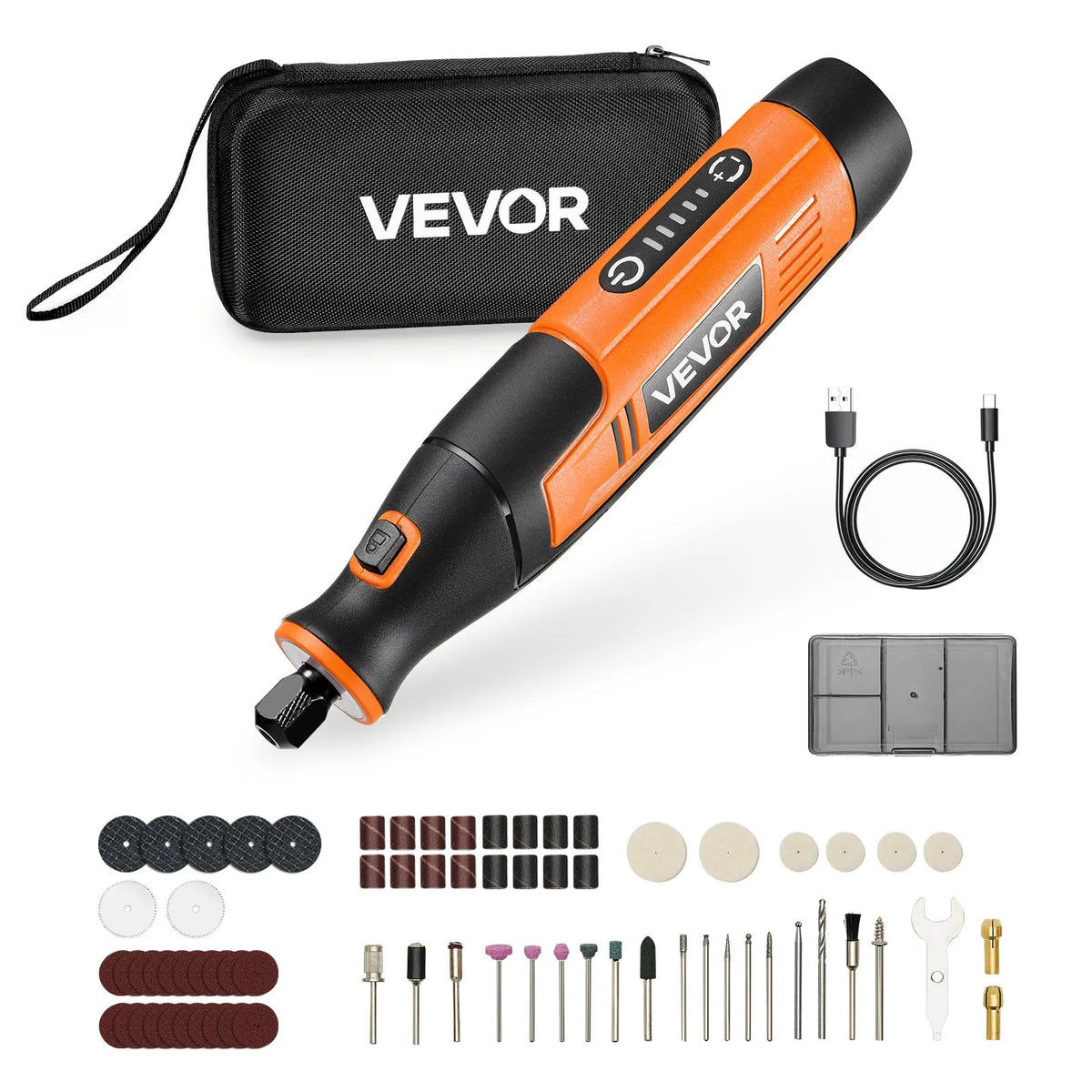 VEVOR 73-Piece Cordless DC 4V Mini Rotary Tool with 5 Speeds (7000–20000 RPM) for Engraving, Grinding, Polishing, Scraping, Cutting and Crafts
