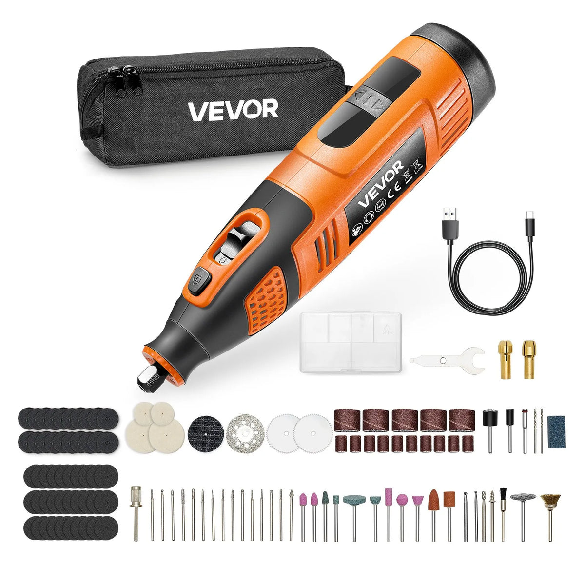 VEVOR 119-Piece Cordless DC 12V Mini Rotary Tool with 28 Speeds (5000–32000 RPM) for Engraving, Grinding, Polishing, Scraping, Cutting and Crafts