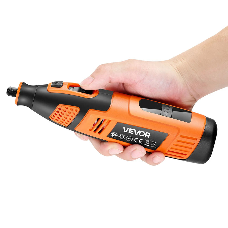 VEVOR 119 daļu bezvadu DC 12 V mini rotācijas instruments ar 28 ātrumiem (5000–32000 apgr./min.) gravēšanai, slīpēšanai, pulēšanai, grebšanai, griešanai un rokdarbiem