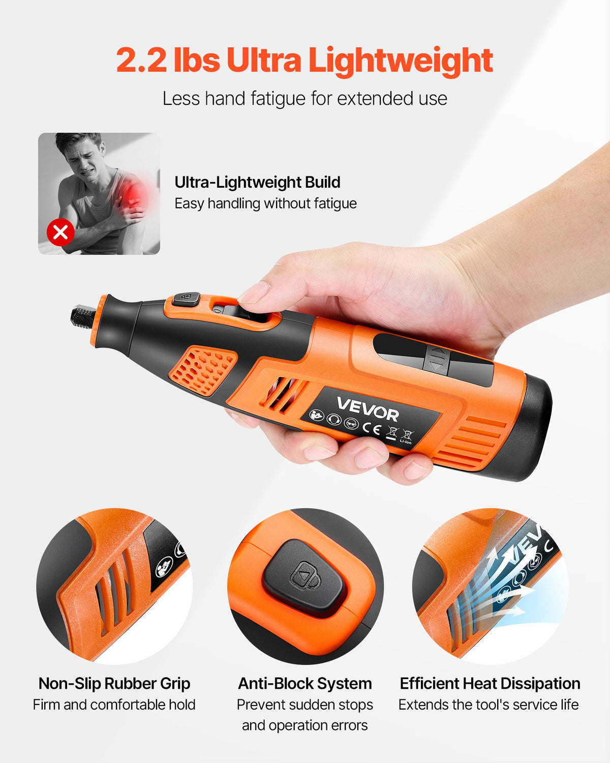VEVOR 119-Piece Cordless DC 12V Mini Rotary Tool with 28 Speeds (5000–32000 RPM) for Engraving, Grinding, Polishing, Scraping, Cutting and Crafts