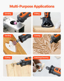 VEVOR 136 daļu bezvadu DC 8 V mini rotācijas instruments ar 5 ātrumiem (5000–30000 apgr./min.) gravēšanai, slīpēšanai, pulēšanai, grebšanai, asināšanai, griešanai un rokdarbiem