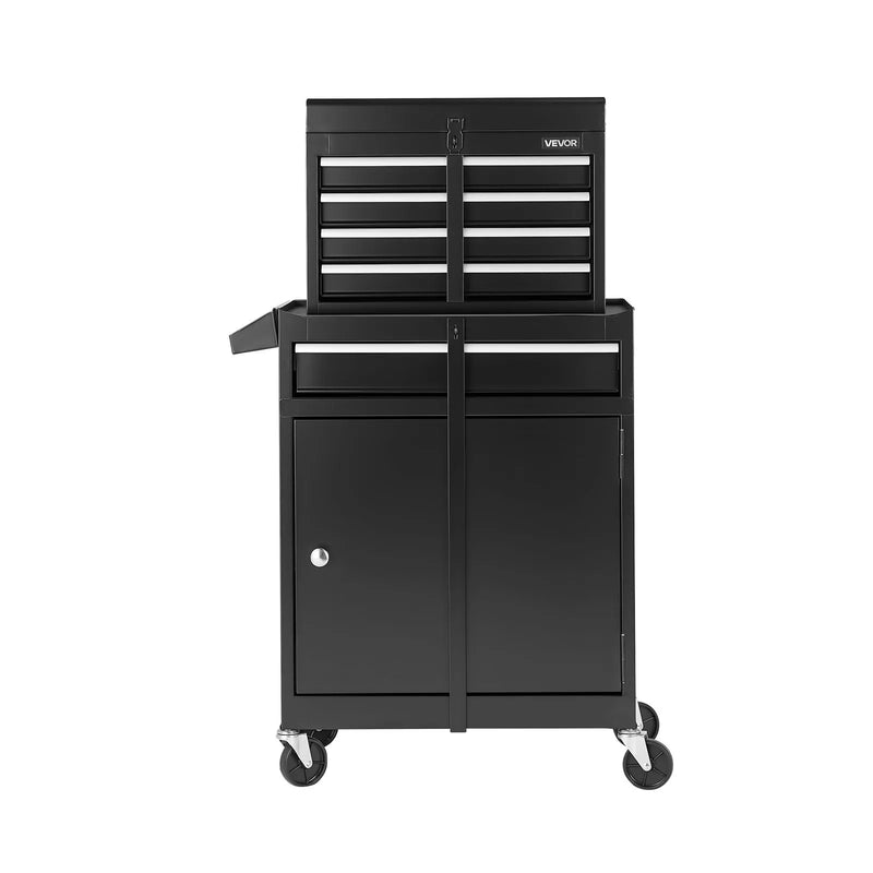 VEVOR pārvietojams instrumentu skapis ar 2 vienā dizainu, 5 atvilktnēm, noņemamu augšējo metāla kārbu, bloķēšanas stieni, aizsargoderi un instrumentu turētāju, garāžas un darbnīcas uzglabāšanas skapis