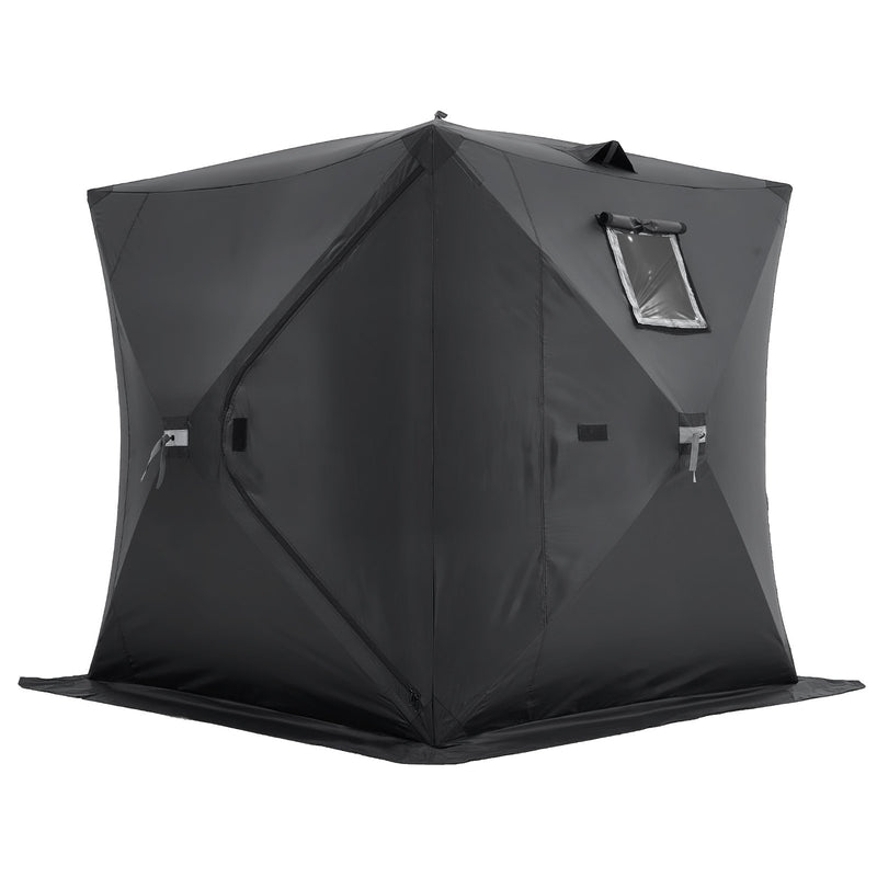 VEVOR  2.3x2.3x2 m 3-4 personu zemledus makšķerēšanas telts ar noņemamu ventilācijas logu un pārnēsāšanas somu, melna