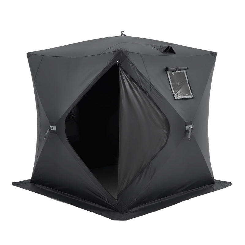 VEVOR  2.3x2.3x2 m 3-4 personu zemledus makšķerēšanas telts ar noņemamu ventilācijas logu un pārnēsāšanas somu, melna