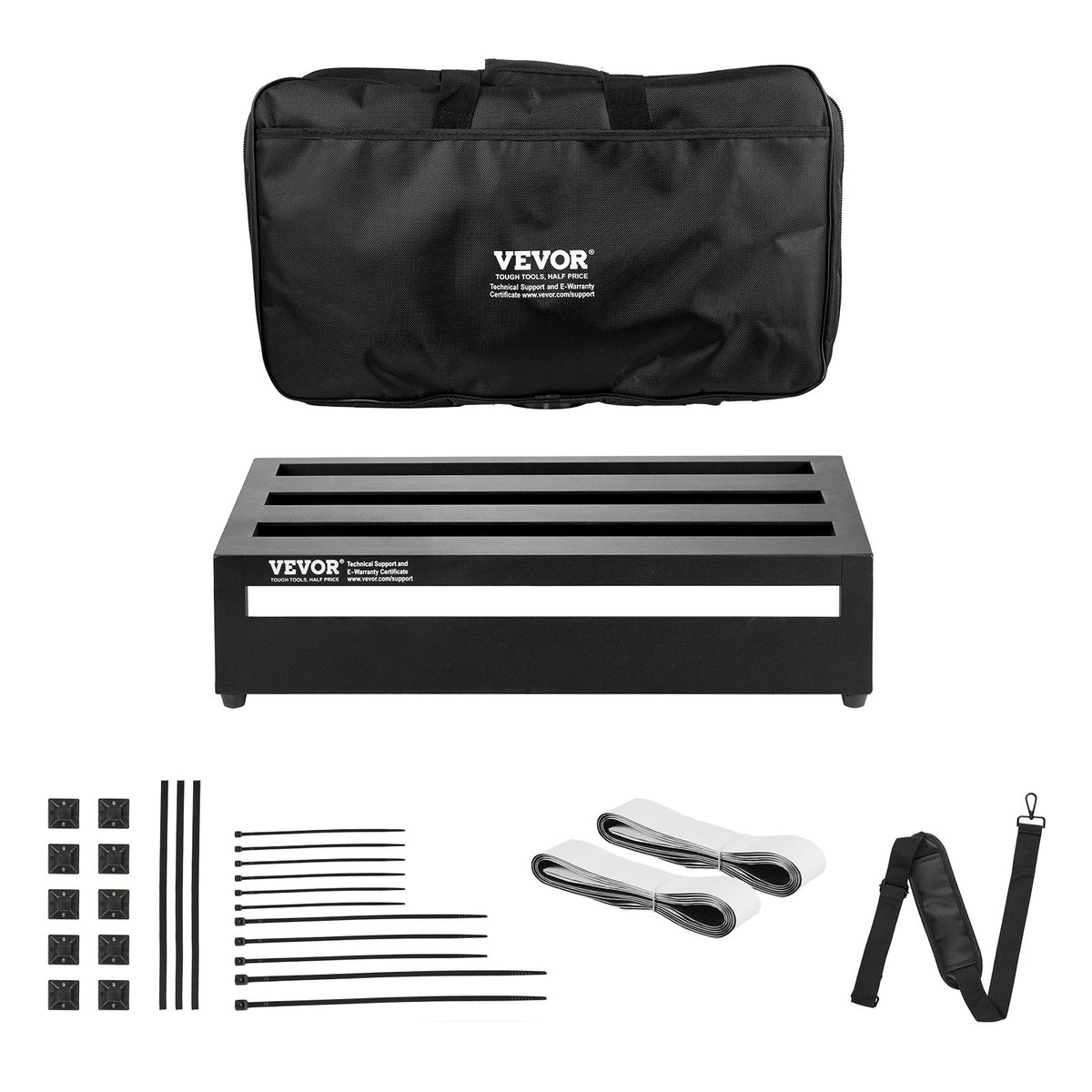 VEVOR Guitar Pedal Board 50.8 × 27.9 cm, Aluminium, for 10–12 Pedals, with Bag and Velcro