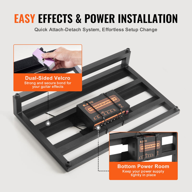 VEVOR ģitāras pedāļu dēlis, 50,8 × 27,9 cm, alumīnija sakausējums, 1 kg, ar somu, siksnām un stiprinājumiem, paredzēts 10–12 pedāļiem