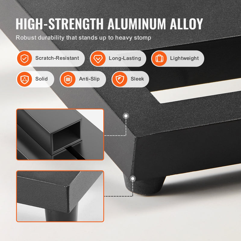 VEVOR ģitāras pedāļu dēlis, 50,8 × 27,9 cm, alumīnija sakausējums, 1 kg, ar somu, siksnām un stiprinājumiem, paredzēts 10–12 pedāļiem