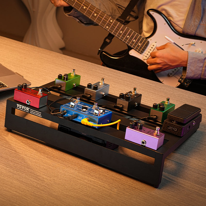VEVOR ģitāras pedāļu dēlis, 50,8 × 27,9 cm, alumīnija sakausējums, 1 kg, ar somu, siksnām un stiprinājumiem, paredzēts 10–12 pedāļiem