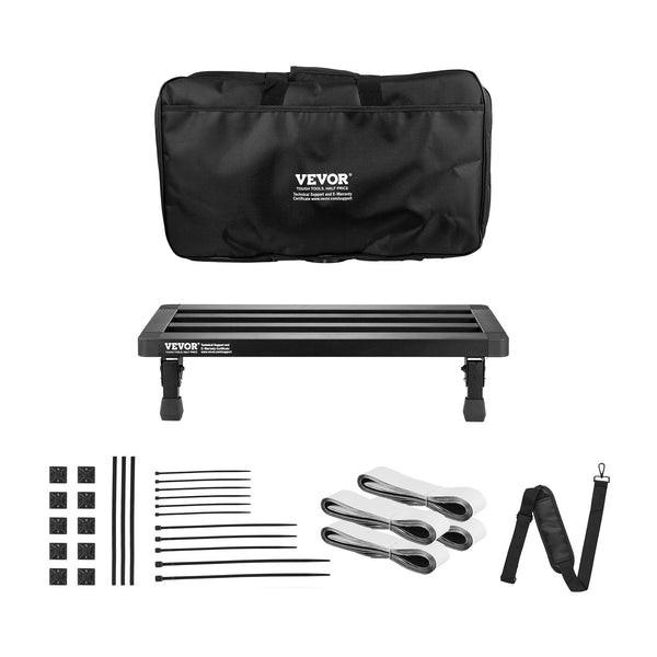 VEVOR saliekams ģitāras pedāļu dēlis, 50,8 × 27,9 cm, alumīnija sakausējums, 1,2 kg, ar somu, siksnām un Velcro, paredzēts 10–12 pedāļiem