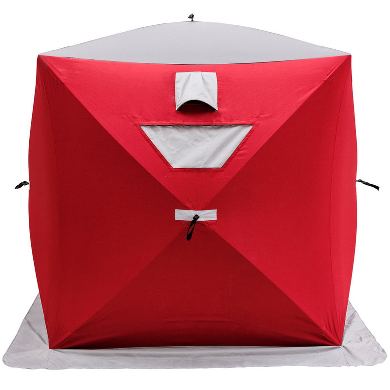 VEVOR 228 x 228 x 200 cm 3 personu zemledus makšķerēšanas telts ar noņemamu ventilācijas logu un  pārnēsāšanas somu, sarkanā krāsā