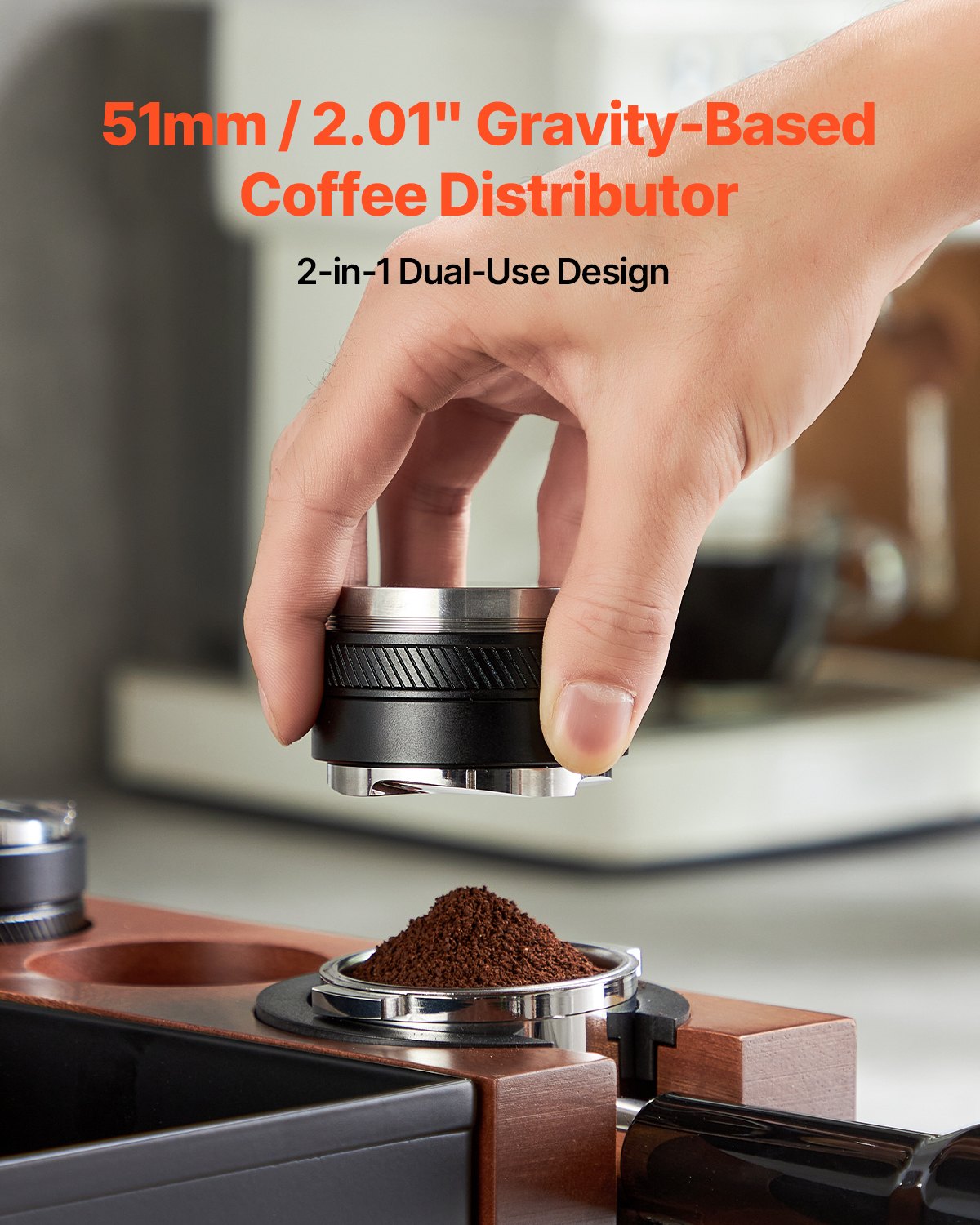 VEVOR kafijas sadalītājs 51 mm, 2-in-1 regulējams espresso distributors