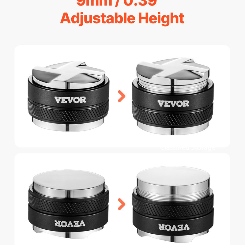 VEVOR 51 mm kafijas sadalītājs, 2-in-1 regulējams espresso sadalītājs mājām