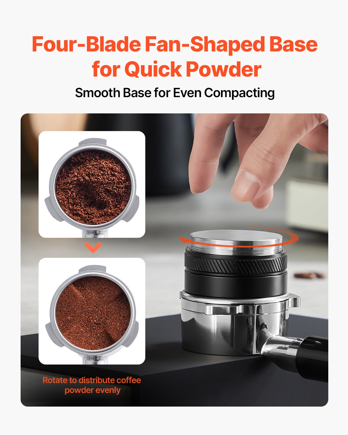 VEVOR kafijas sadalītājs 51 mm, 2-in-1 regulējams espresso distributors