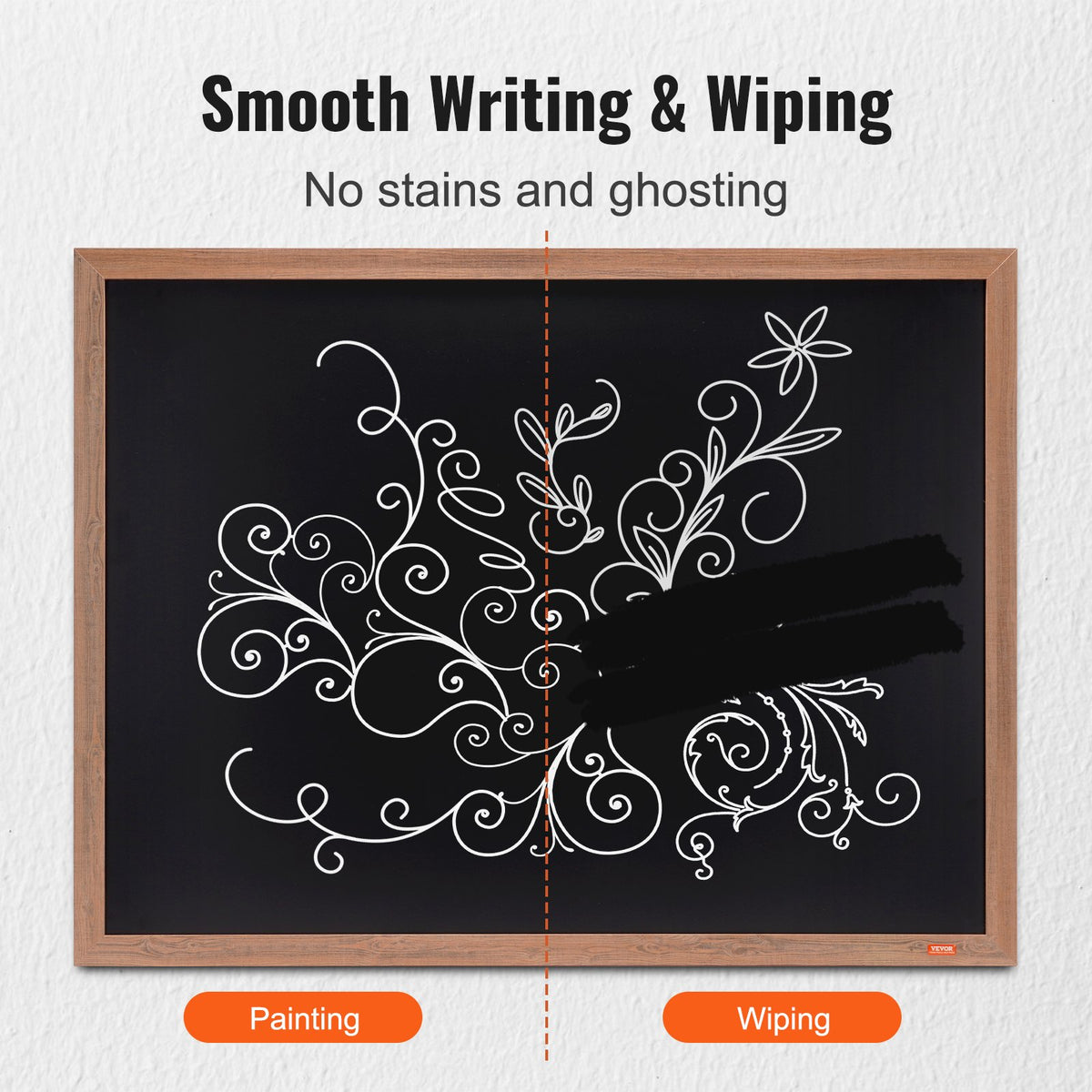 VEVOR Magnetic Chalkboard 35 × 46 cm with Wooden Frame, Chalk and Eraser, Vintage Style