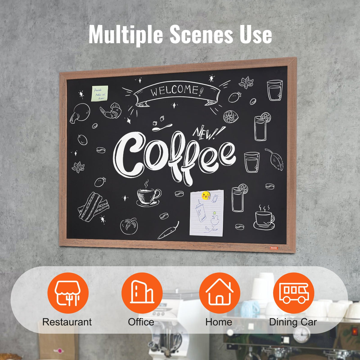 VEVOR Magnetic Chalkboard 35 × 46 cm with Wooden Frame, Chalk and Eraser, Vintage Style