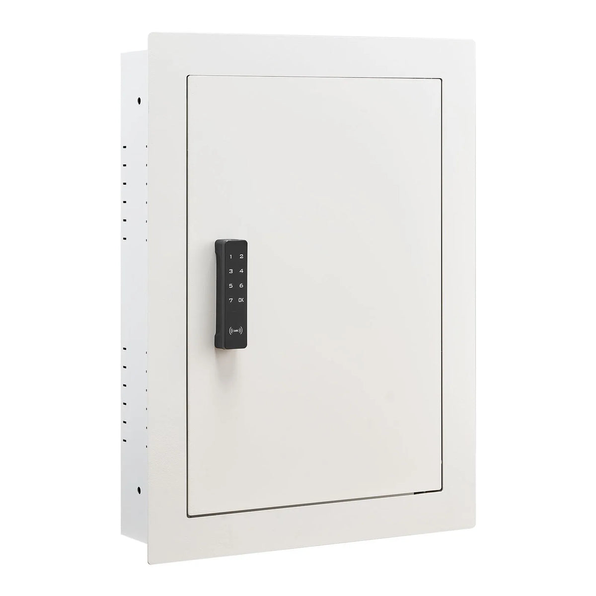VEVOR Wall Safe with Hidden Installation, 3-Level In-Wall Safe with Password, Key and Rotary Handle Unlock, Q235 Cold-Rolled Steel Body with Adjustable Shelves and Mounting Openings for Money, Jewellery and Documents, White