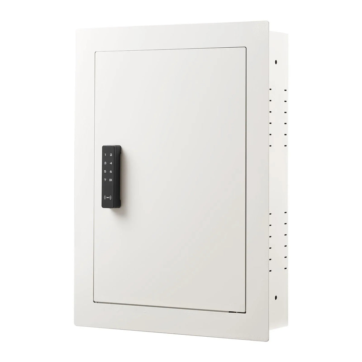 VEVOR Wall Safe with Hidden Installation, 3-Level In-Wall Safe with Password, Key and Rotary Handle Unlock, Q235 Cold-Rolled Steel Body with Adjustable Shelves and Mounting Openings for Money, Jewellery and Documents, White