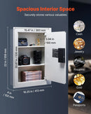 VEVOR sienas seifs ar slēptu montāžu, 3 līmeņu sienā iebūvēts seifs ar paroles, atslēgas un pagriežamā roktura atbloķēšanu, Q235 auksti velmēta tērauda korpuss ar regulējamiem plauktiem un montāžas atverēm naudai, rotaslietām un dokumentiem, balts