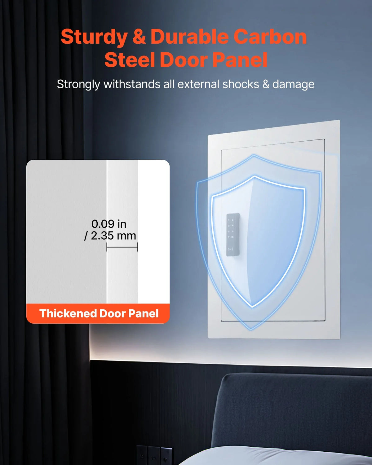 VEVOR Wall Safe with Hidden Installation, 3-Level In-Wall Safe with Password, Key and Rotary Handle Unlock, Q235 Cold-Rolled Steel Body with Adjustable Shelves and Mounting Openings for Money, Jewellery and Documents, White
