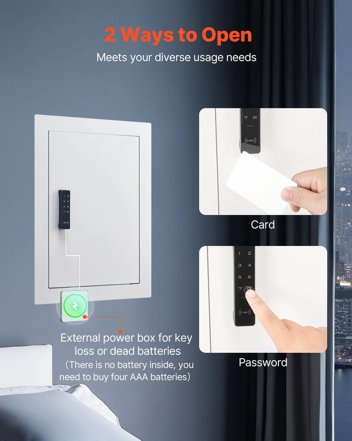 VEVOR Wall Safe with Hidden Installation, 3-Level In-Wall Safe with Password, Key and Rotary Handle Unlock, Q235 Cold-Rolled Steel Body with Adjustable Shelves and Mounting Openings for Money, Jewellery and Documents, White