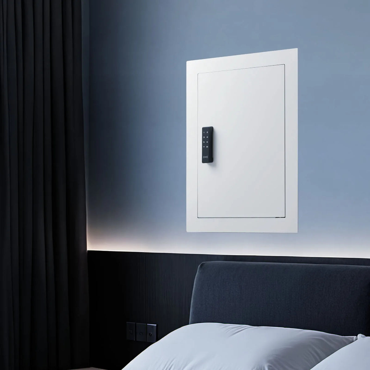 VEVOR Wall Safe with Hidden Installation, 3-Level In-Wall Safe with Password, Key and Rotary Handle Unlock, Q235 Cold-Rolled Steel Body with Adjustable Shelves and Mounting Openings for Money, Jewellery and Documents, White