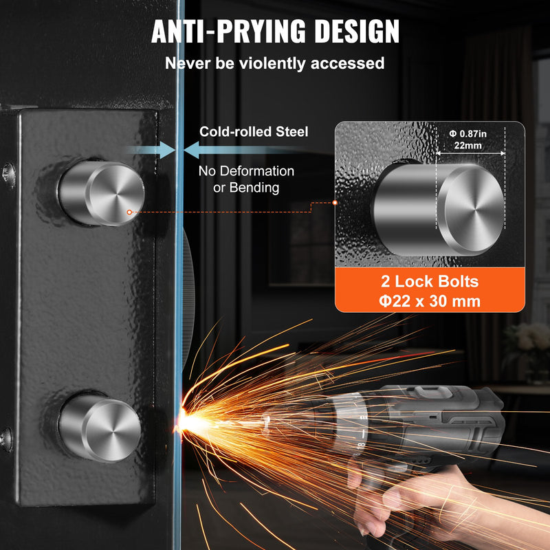 VEVOR 109 cm augstais ieroču seifs, 4-Līmeņu, slēptais Ieroču seifs ar tastatūru un pirkstu nospiedumu lasītāju